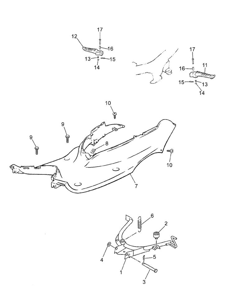 Marchepied - Béquille centrale Yamaha Jog-R AC 2 temps