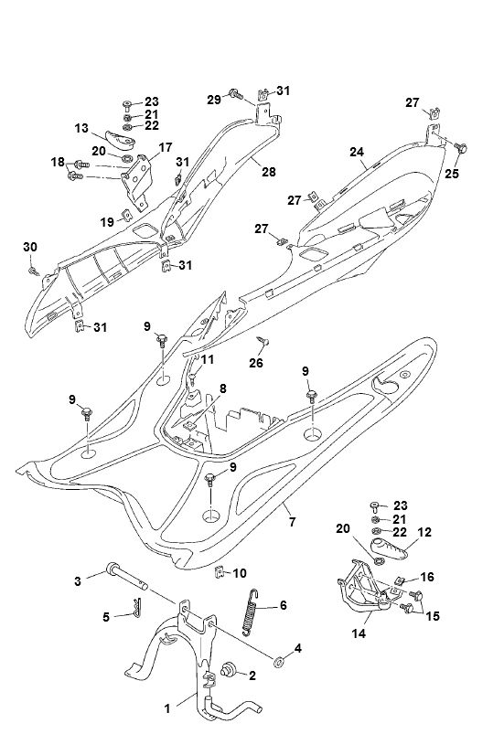 Marchepied - Spoiler inférieur Yamaha Neo 2 temps (jusqu'en 2003)