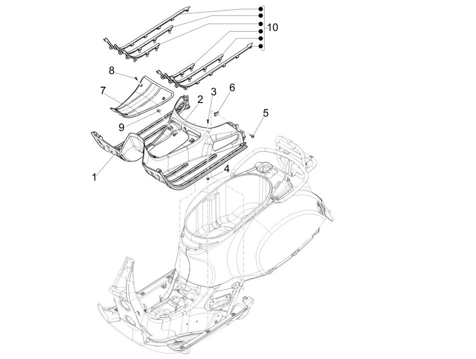 Marchepied de lit Vespa GTS 300 HPE 4T 4V IE ABS E4 2019 (EMEA)