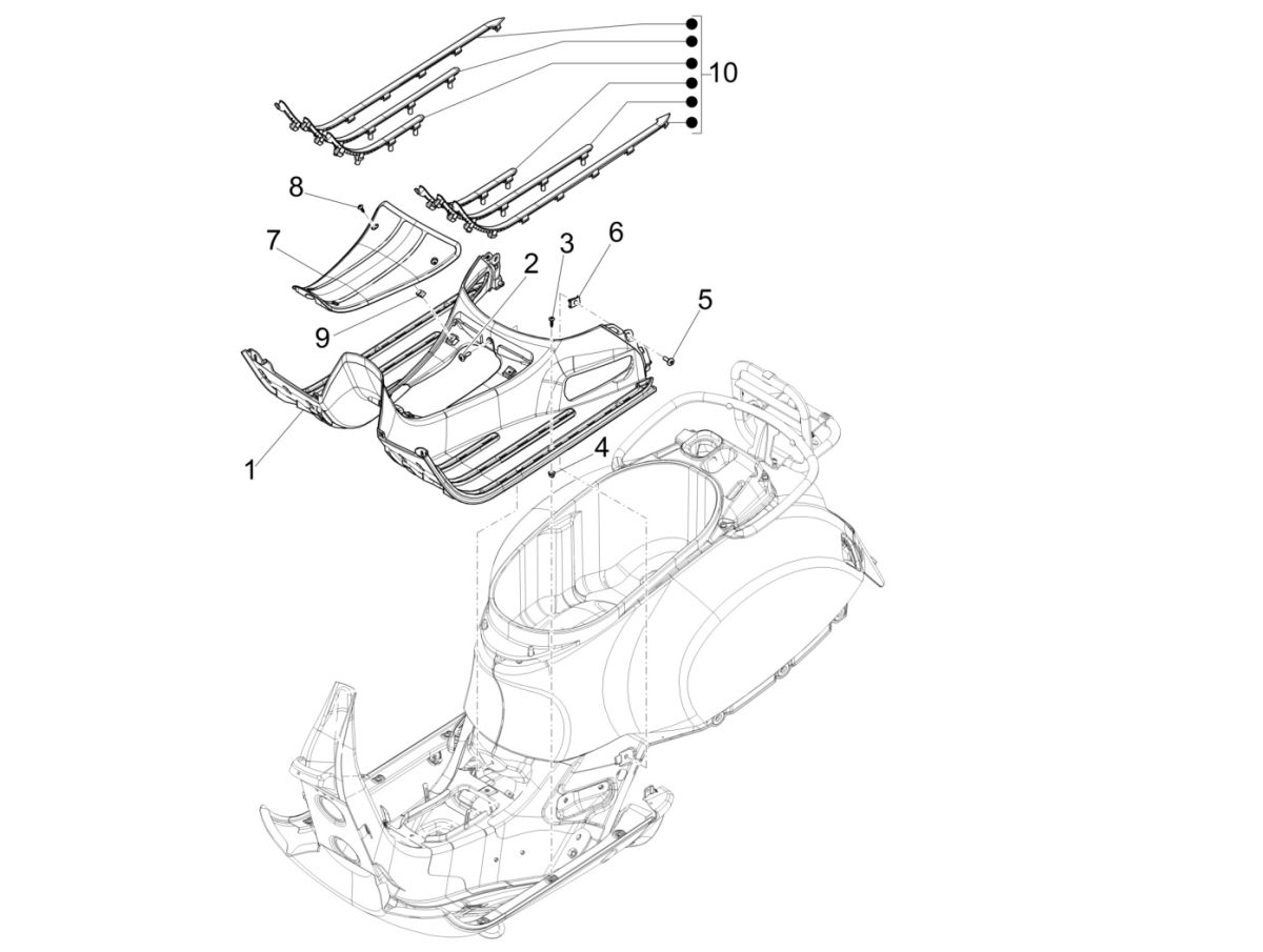 Marchepied de lit Vespa GTS 125 4 temps IE ABS Euro4 2016-2018