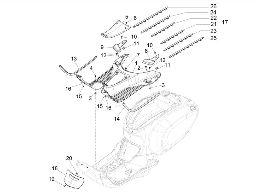 Marchepied Vespa Primavera 4 temps 3V (injection Euro5 IGET)