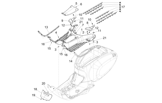 Marchepied Vespa Primavera 4 temps 3 soupapes (injection euro4 iget) Rouge Must 880/A