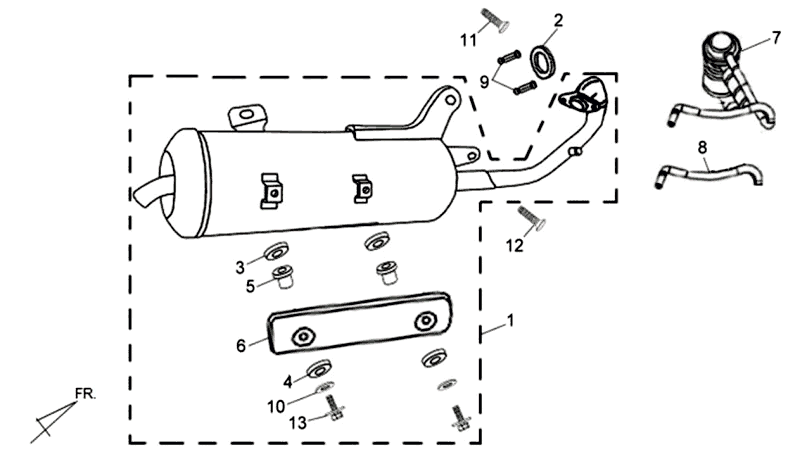 Échappement Sym Tonik (WH8018P) blanc
