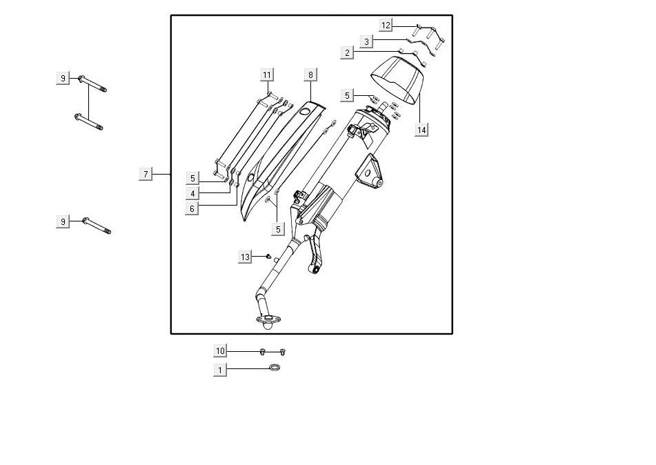 Pot d'échappement AGILITY 16+ 4T 125 Mat Métallique Bleu Clair