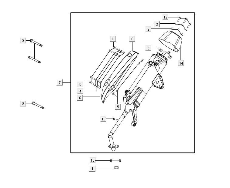 Pot d'échappement AGILITY 16+ 4T 125 Argent Métallique Mat