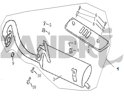 Pot d'échappement BTC Grande Retro GT1 bleu crème métallisé