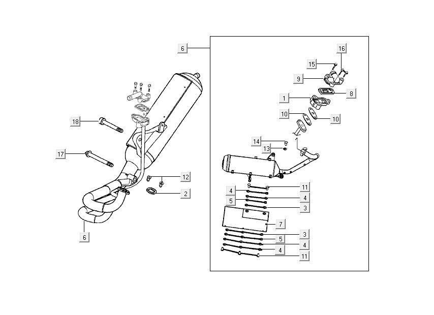 Pot d'échappement Kymco Grand Dink 2 temps Argent