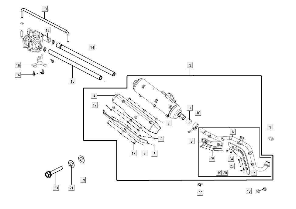 Pot d'échappement Kymco K-Pipe 4 temps noir brillant