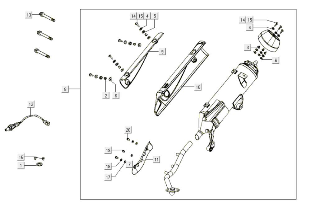 Pot d'échappement Kymco Like 200i Blanc