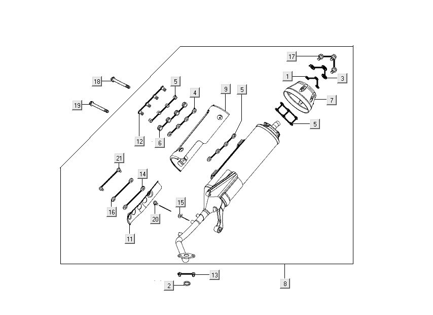 Pot d'échappement Kymco People S 4 temps Bleu électrique