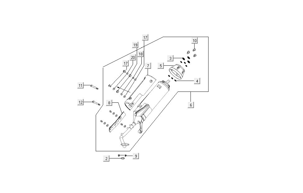 Pot d'échappement Kymco Super8 4 temps à partir de 2009 Bleu