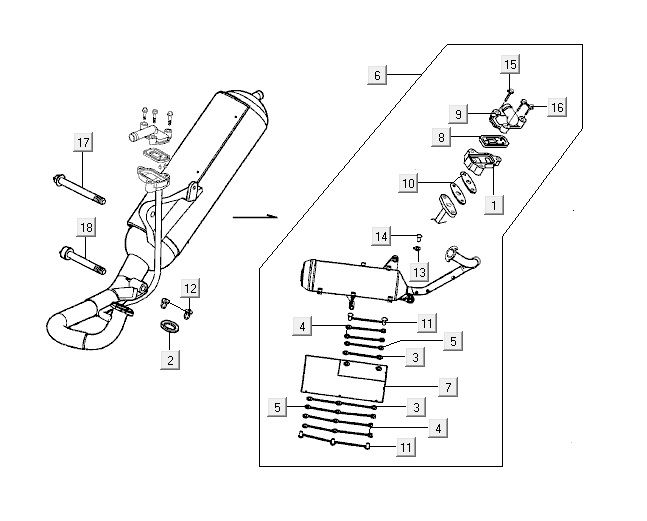 Echappement Kymco Super9 2t lc o.m noir mat-argent