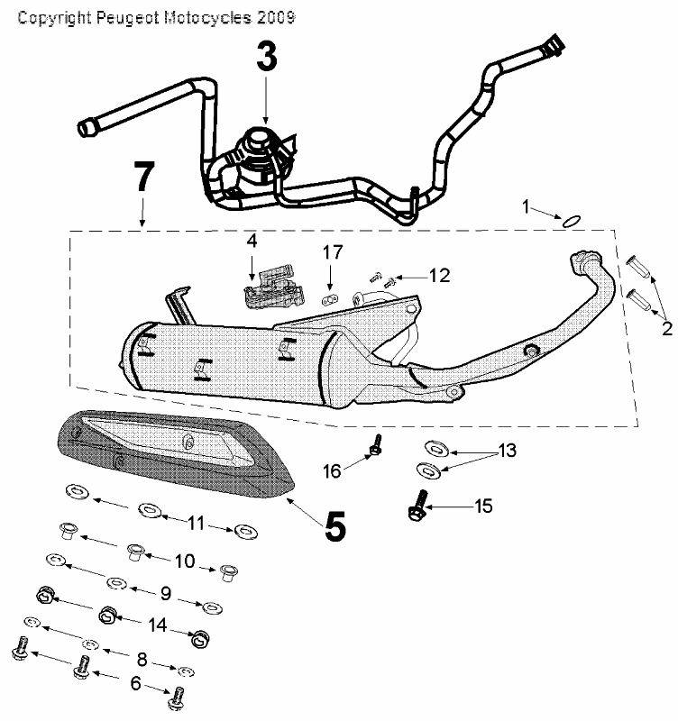 Pot d'échappement Peugeot Tweet vieux gris mat