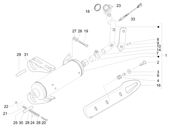 Pot d'échappement Piaggio Beverly 500 E3 2007-2012