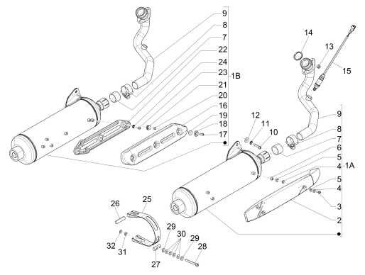 Pot d'échappement MP3 500 LT Sport 2014-2016