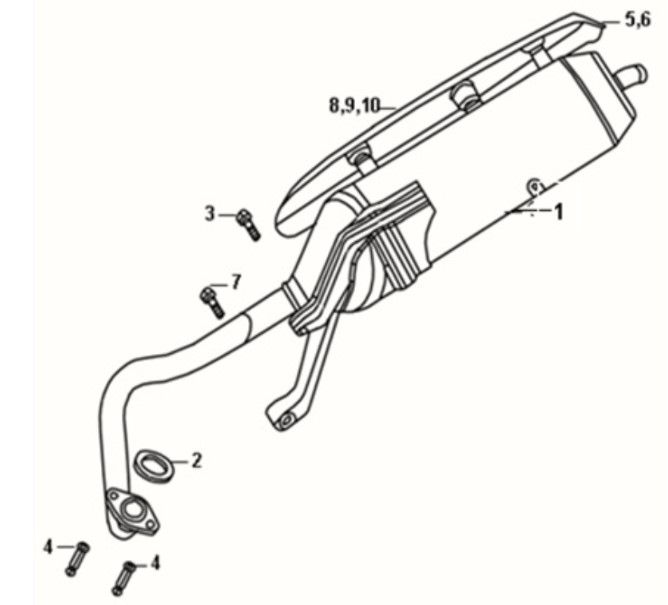 Uitlaat Sym Crox 50 E3