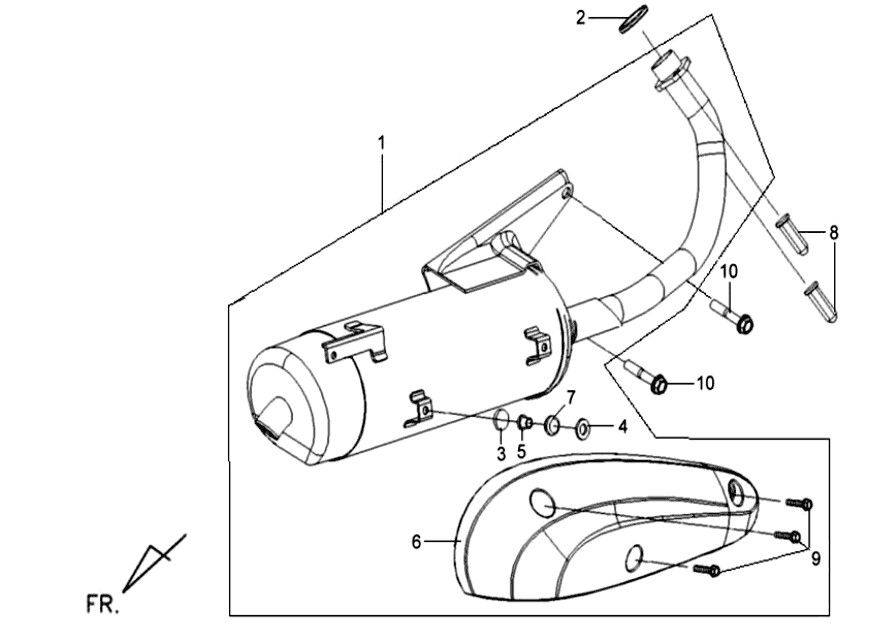 Echappement Sym Mio-Uitlaat Sym Mio-1