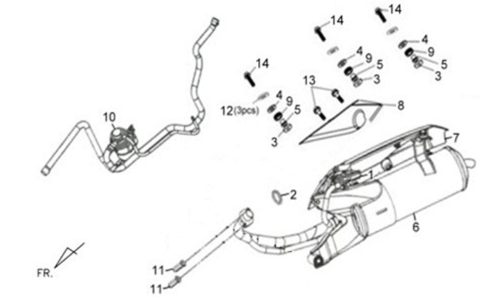Pot d'échappement Sym X'PRO 125