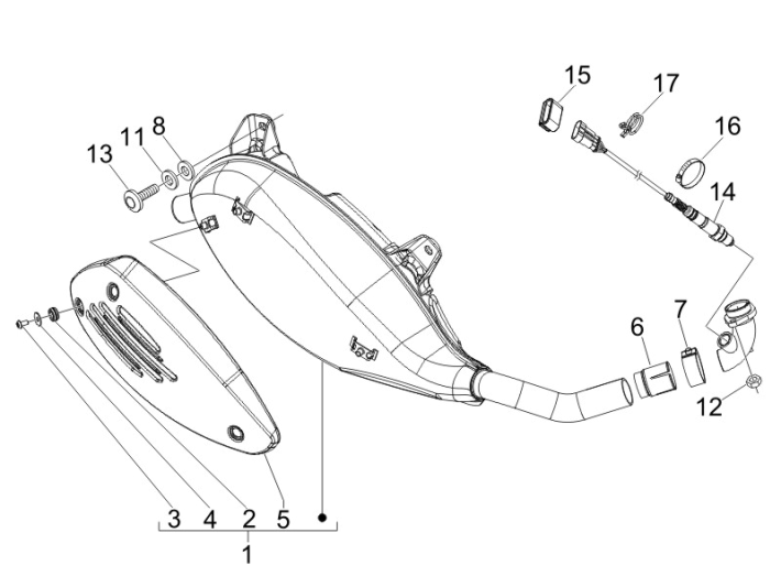 Pot d'échappement Vespa GTS 250 ie 2005-2009 (avec ABS)