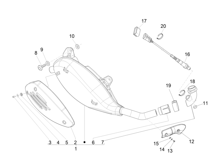 Pot d'échappement Vespa GTS 250 ie 2005-2016 (sans ABS)
