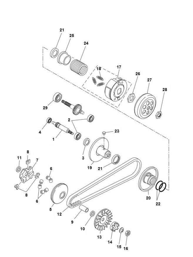 Variateur d'embrayage Yamaha Aerox 2 temps 2013