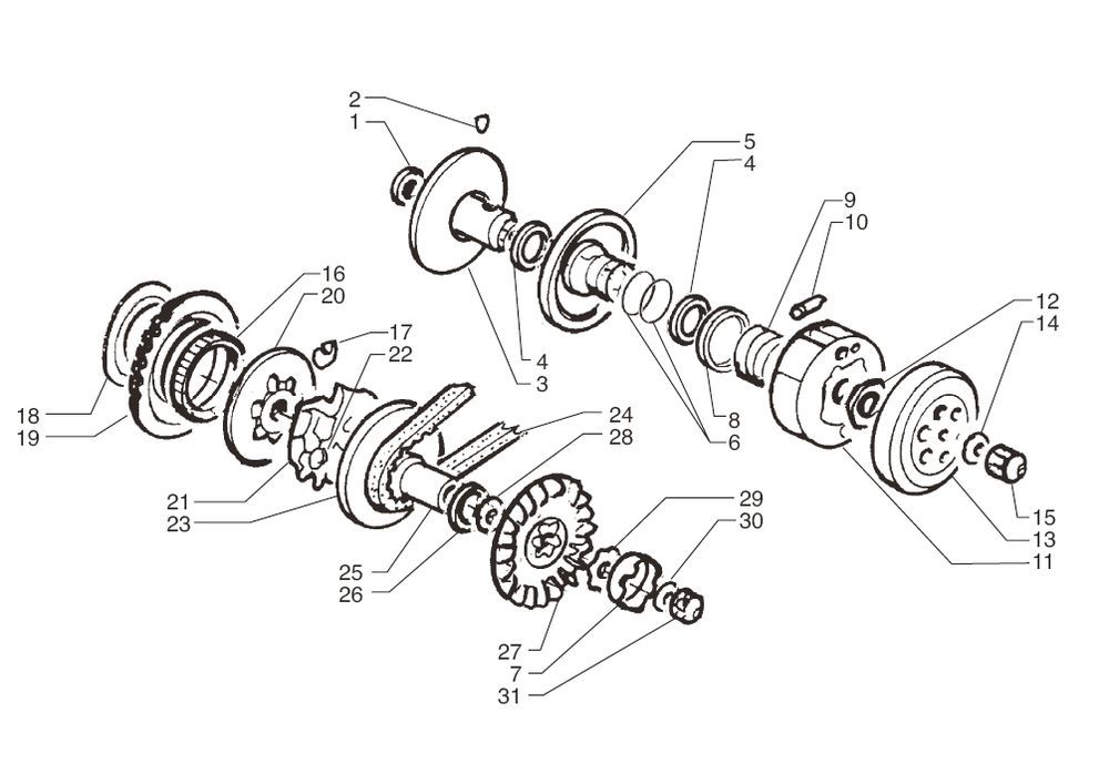 Variateur- Embrayage Yamaha Jog-R AC 2 temps