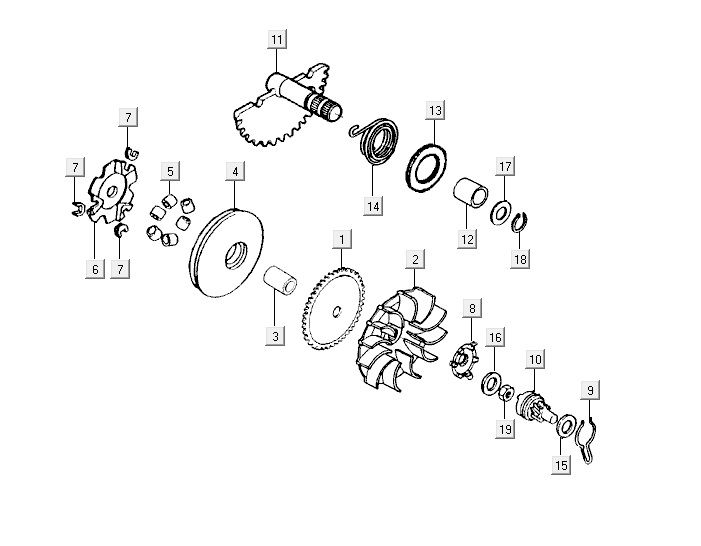 Pièces de carter de variateur Kymco Yup 2t ac blue