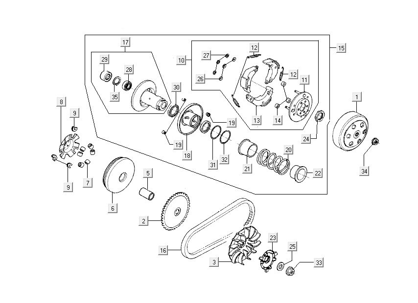 courroie trapézoïdale Kymco Sento 4 temps Noir