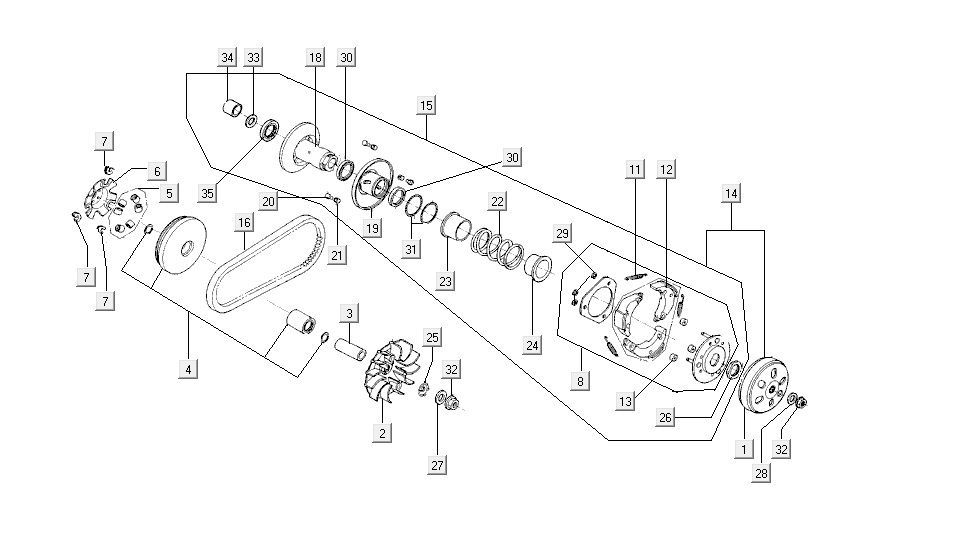 variateur de couplage AGILITY 16+ 4T 200i Mat Métallique Bleu clair
