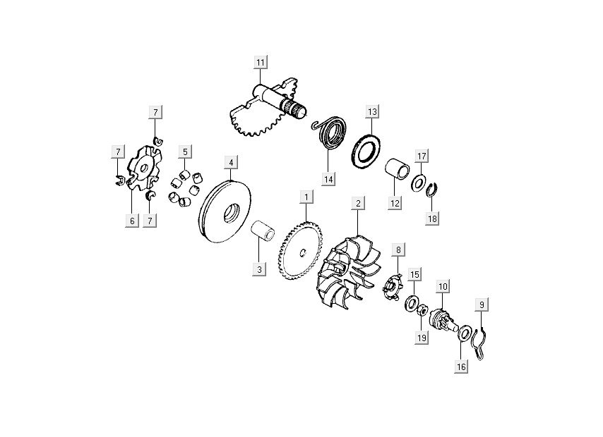 pièces de démarrage du variateur Kymco Grand Dink 2 temps Silver