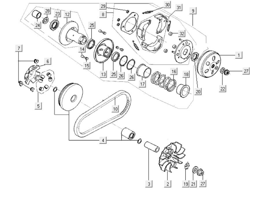 Variateur - Embrayage Kymco Like 125cc