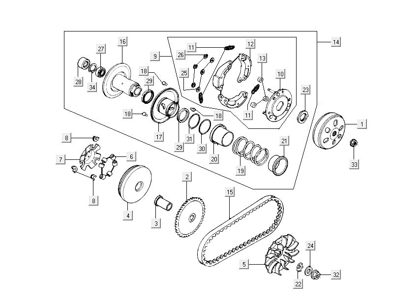 Variateur - Embrayage Kymco New Dink 4 temps or