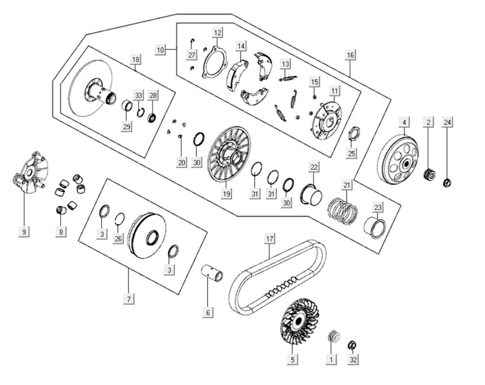 Variateur d'embrayage Kymco Xciting 400i Jaune