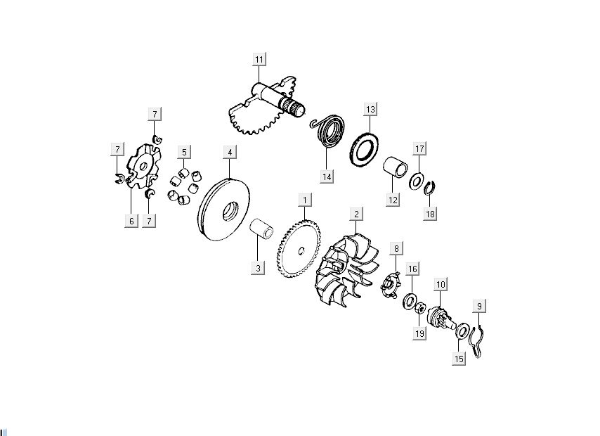 Variateur - Pièces de démarreur Kymco Super9 ac o.m RaceBlack Yellow