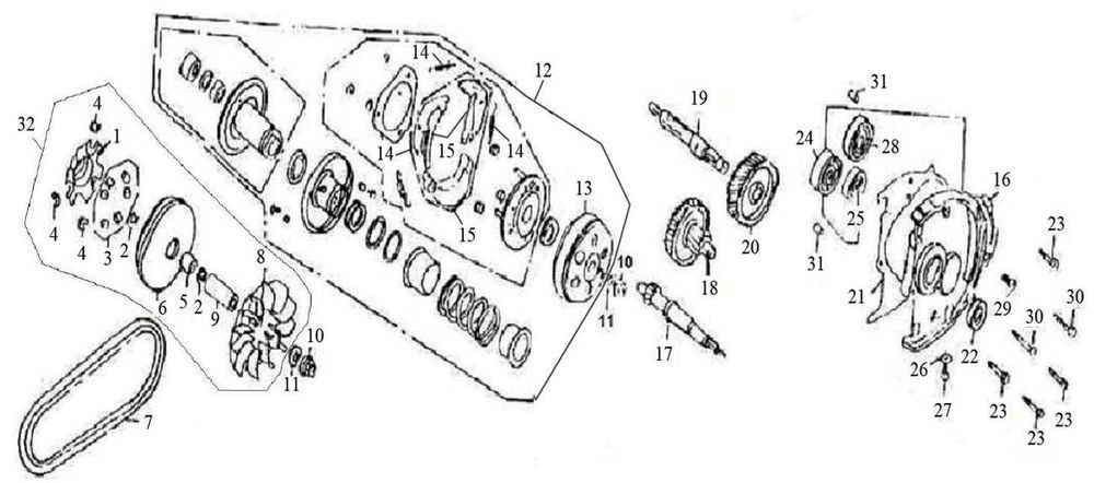 Pièces de variateur Turbo RG50 125cc