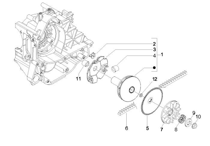 Variateur Vespa Lx 45km 4 temps 4 soupapes