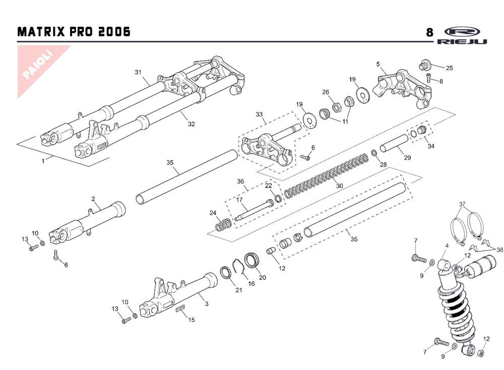 Suspension 2 Rieju Rs2 pro blue 2009 2 temps