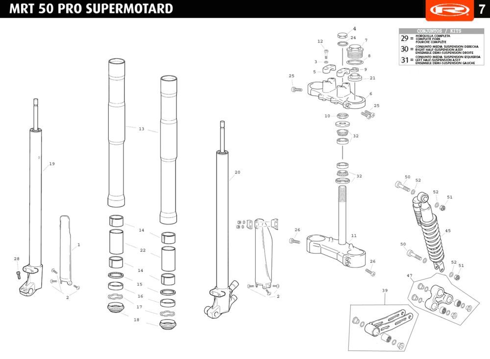 Suspension Rieju MRT pro SM blanche 2010 2 temps