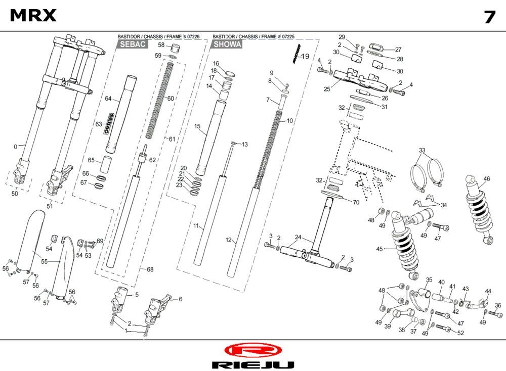 Suspension Rieju MRX rouge 2004 2 temps