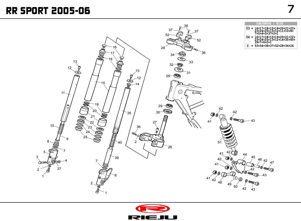 Suspension Rieju RR rouge 2007 2 temps