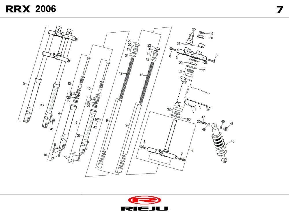 Suspension Rieju RRX bleu 2009 2 temps