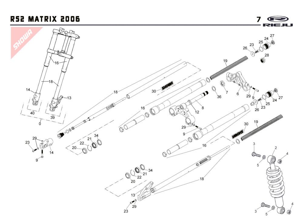 Suspension Rieju Rs2 bleu 2006 2 temps