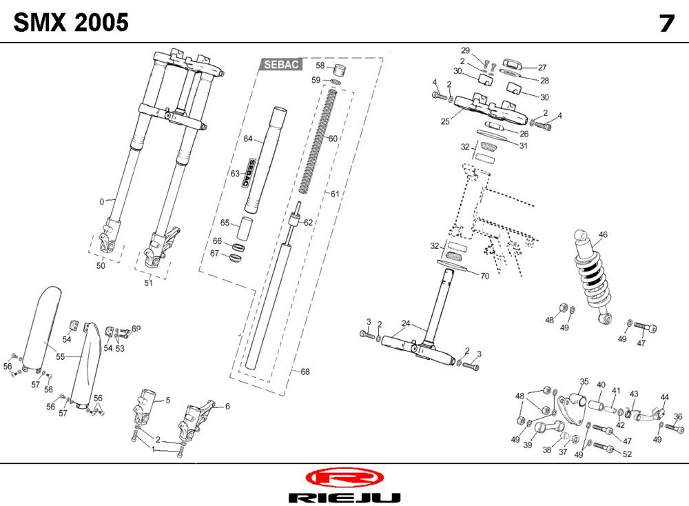 Suspension Rieju SMX bleu 2004 2 temps