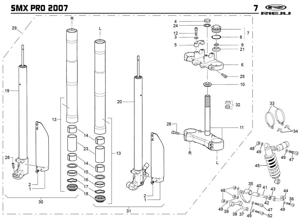 Suspension Rieju SMX pro noire 2008 2 temps