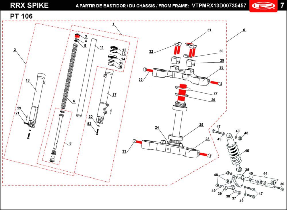 Suspension Rieju Spike-X blanc 2009 2 temps