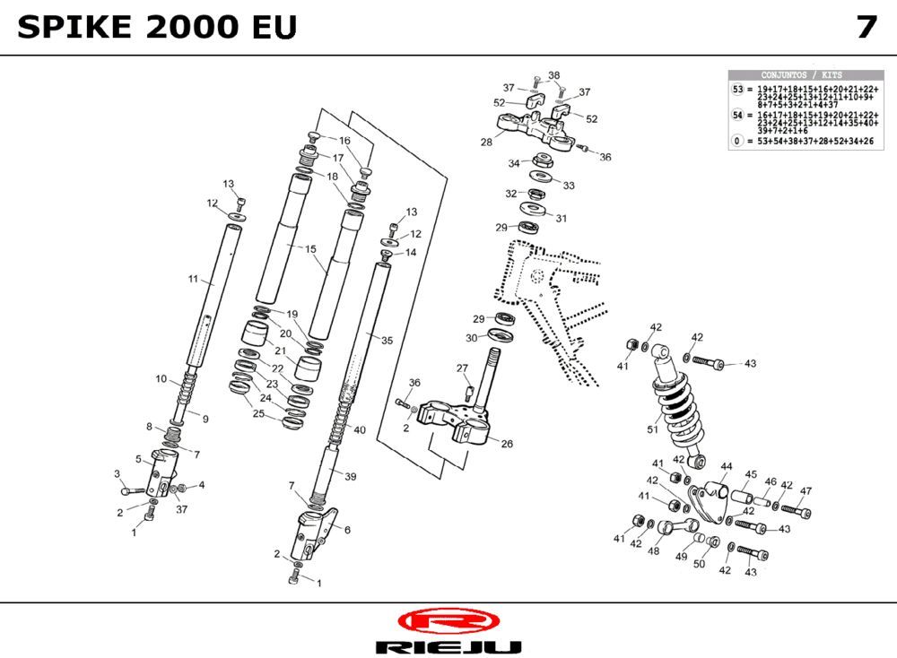 Suspension Rieju Spike bleu 2004 2 temps