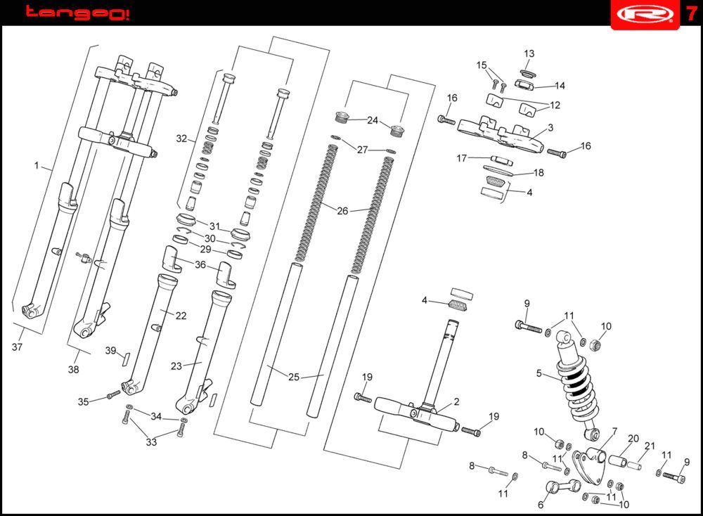 Suspension Rieju Tango bleu 2008 2 temps