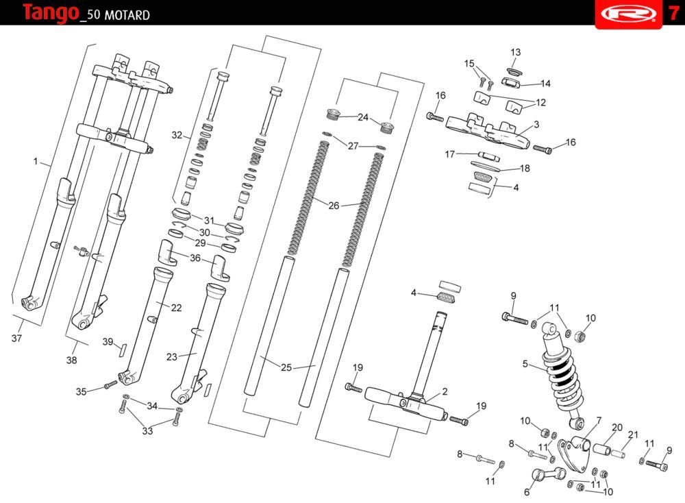 Suspension Rieju Tango bleu 2010 2 temps
