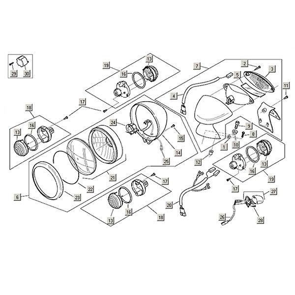 Phare - Feu arrière - Clignotants Aprilia Habana 50 2T (Morini motor) 1999-2004