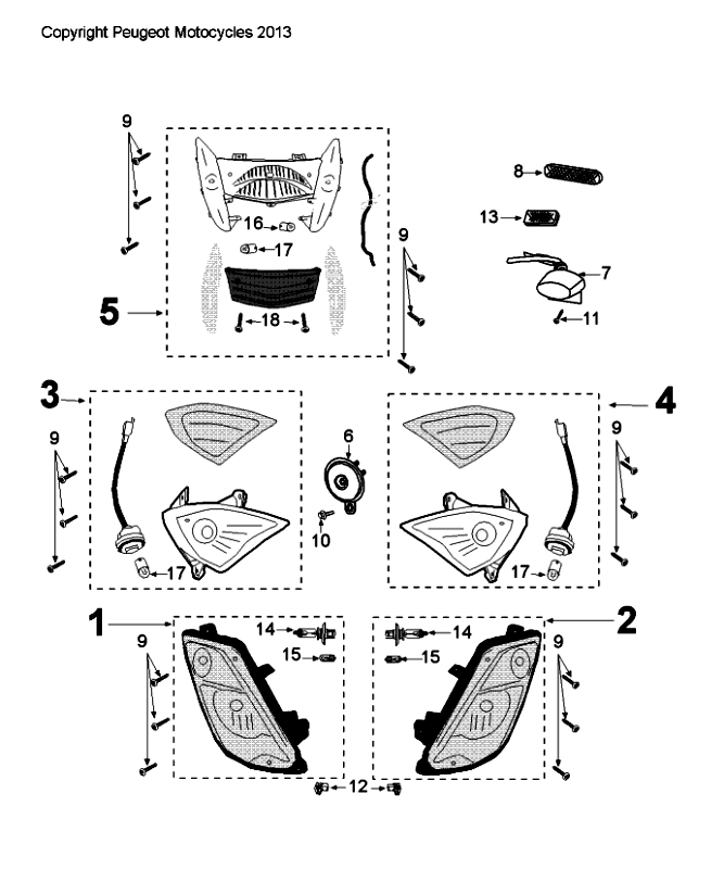 Éclairage Peugeot Citystar 50 noir